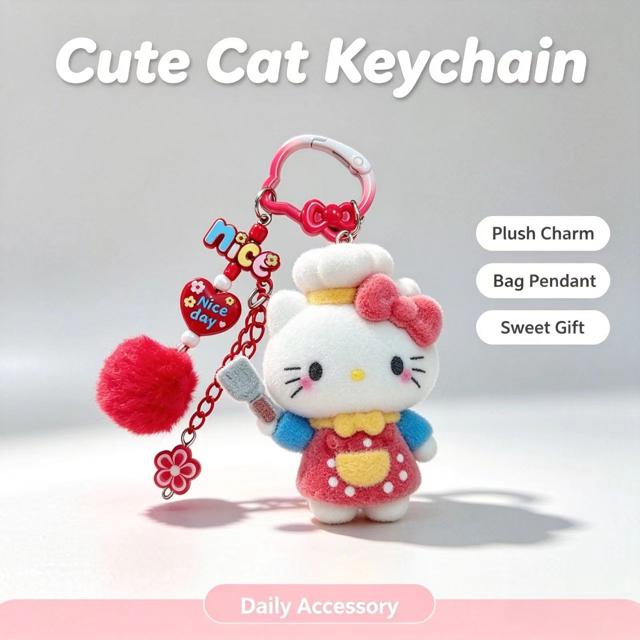 Fashion Flocked Cat Keychain C - Kitchen Appliances Gift 评论和价格